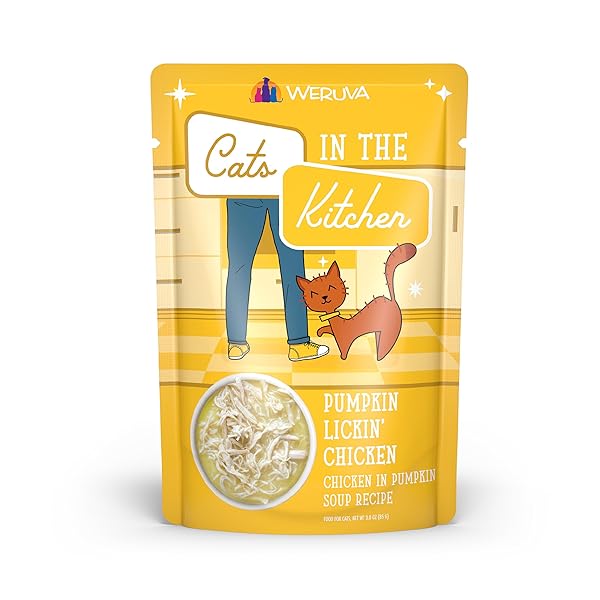 WERUVA CATS IN THE KITCHEN, PUMPKIN LICKIN’ CHICKEN WITH CHICKEN BREAST IN PUMPKIN SOUP CAT FOOD, 3OZ POUCH (PACK OF 12)