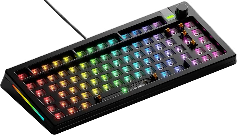 Gaming GMMK 3 PRO Barebones: tangentbordssats med vred, modulärt aluminiumhölje Och packningssystem, utbytbara brytare, 75% TKL, ljuddämpande skum, aluminiumplatta, ISO/EU - Svart