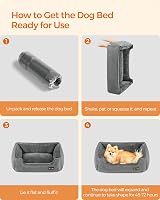 Feandrea Dog Bed Linen-Look Pet Bed with Raised Edges 70x55x21 cm Dark Grey view 8