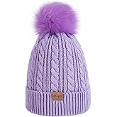 Alepo Kids Winter Beanie Hat, Children's Warm Fleece Lined Knit Thick Ski Cap with Pom Pom for Boys Girls