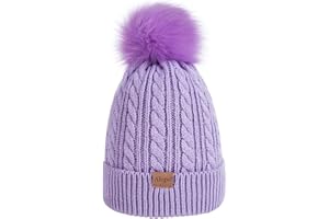 ALEPO Kids Winter Beanie Hat, Children's Warm Fleece Lined Knit Thick Ski Cap with Pom Pom for Boys Girls