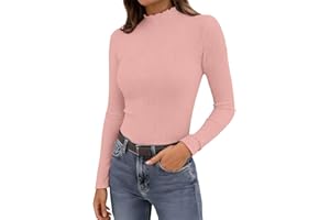 Womens Turtleneck Long Sleeve Cotton Shirts Lightweight Basic Fall Fashion Soft Thermal Underwear Tops