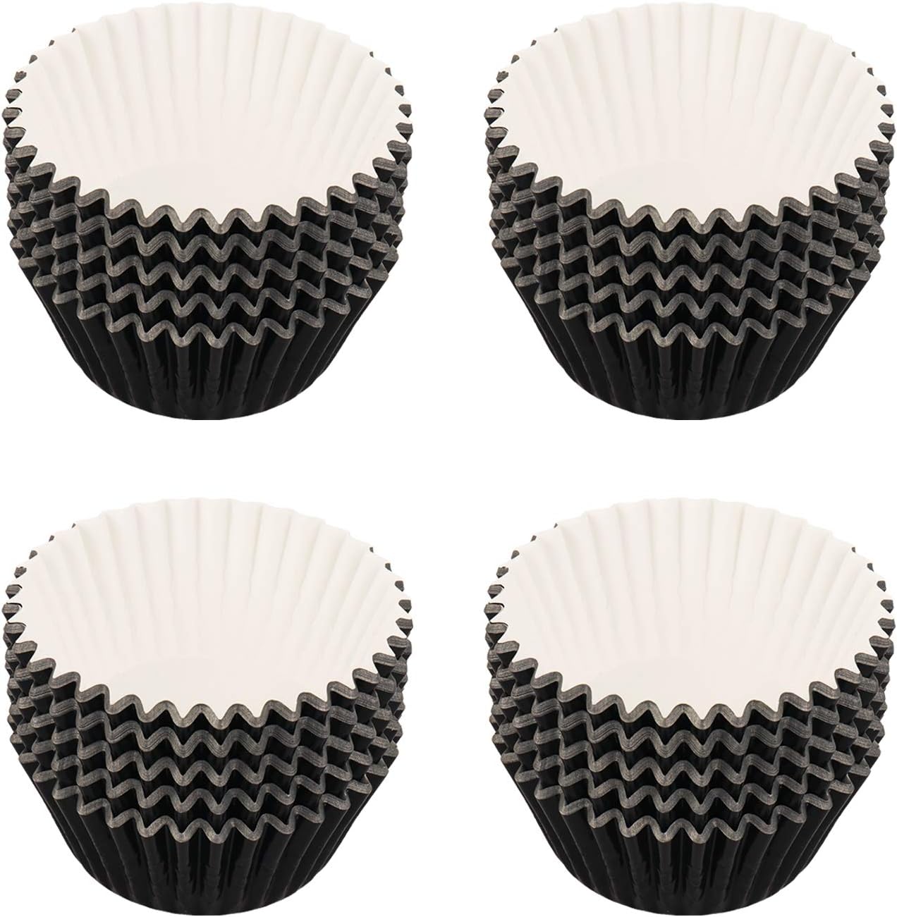 SUBANG 400 Pieces Tulip Cupcake Liner Baking Cups Muffin Tins Treat Cups Foil Metallic Cupcake Liners for Weddings,Birthdays,Baby Showers,Black