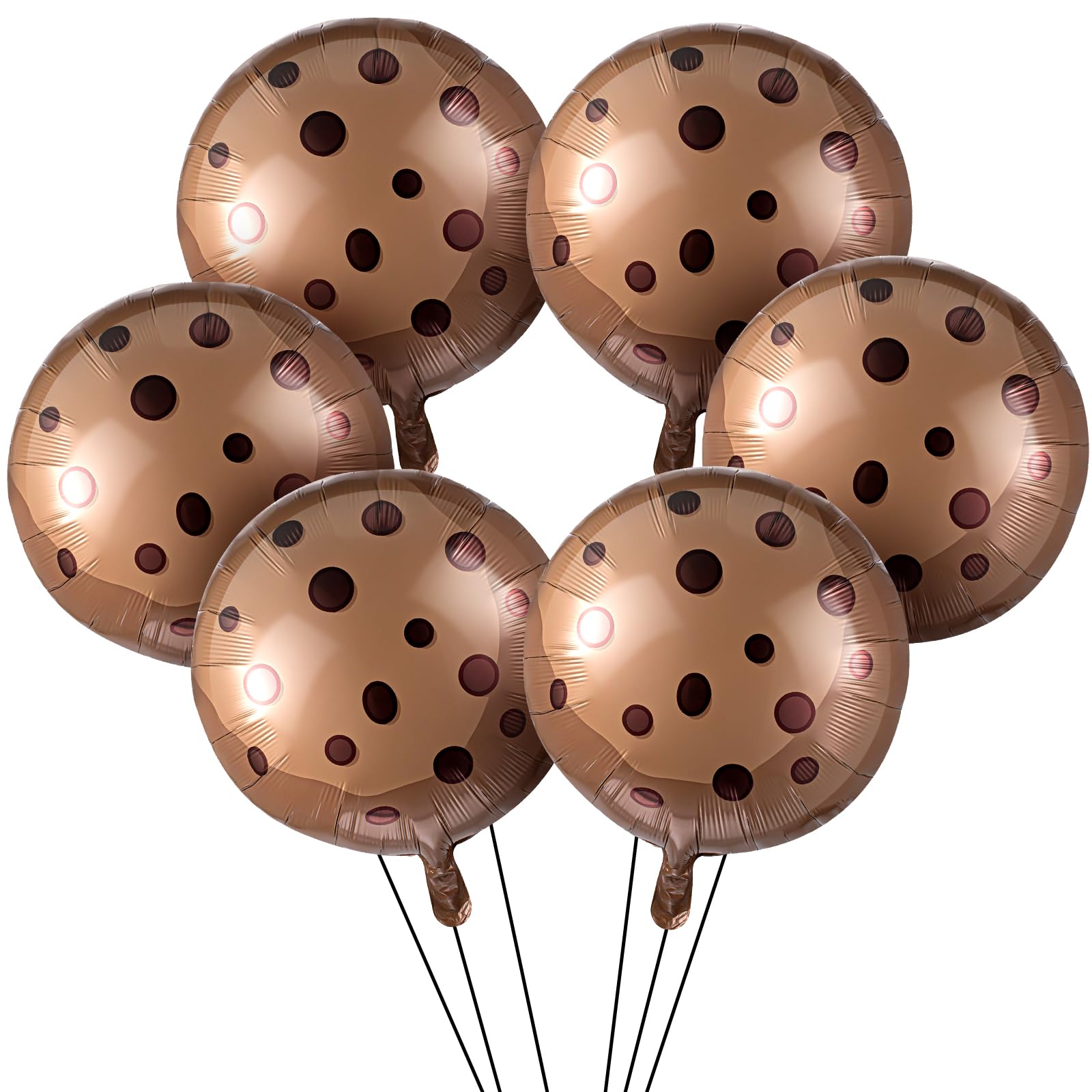 Photo 1 of RoundFunny 12 Pcs 21 Inch Chocolate Chip Cookie Balloons Foil Party Balloons Bulk Decor for Birthday Party Baby Shower Theme Decorations Supplies