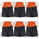 ICObuty Sports Gym Bag Sack Cheerleading Cheerleader Drawstring Backpack 6 Pack Men Women 210D Polyester (Orange/Black)