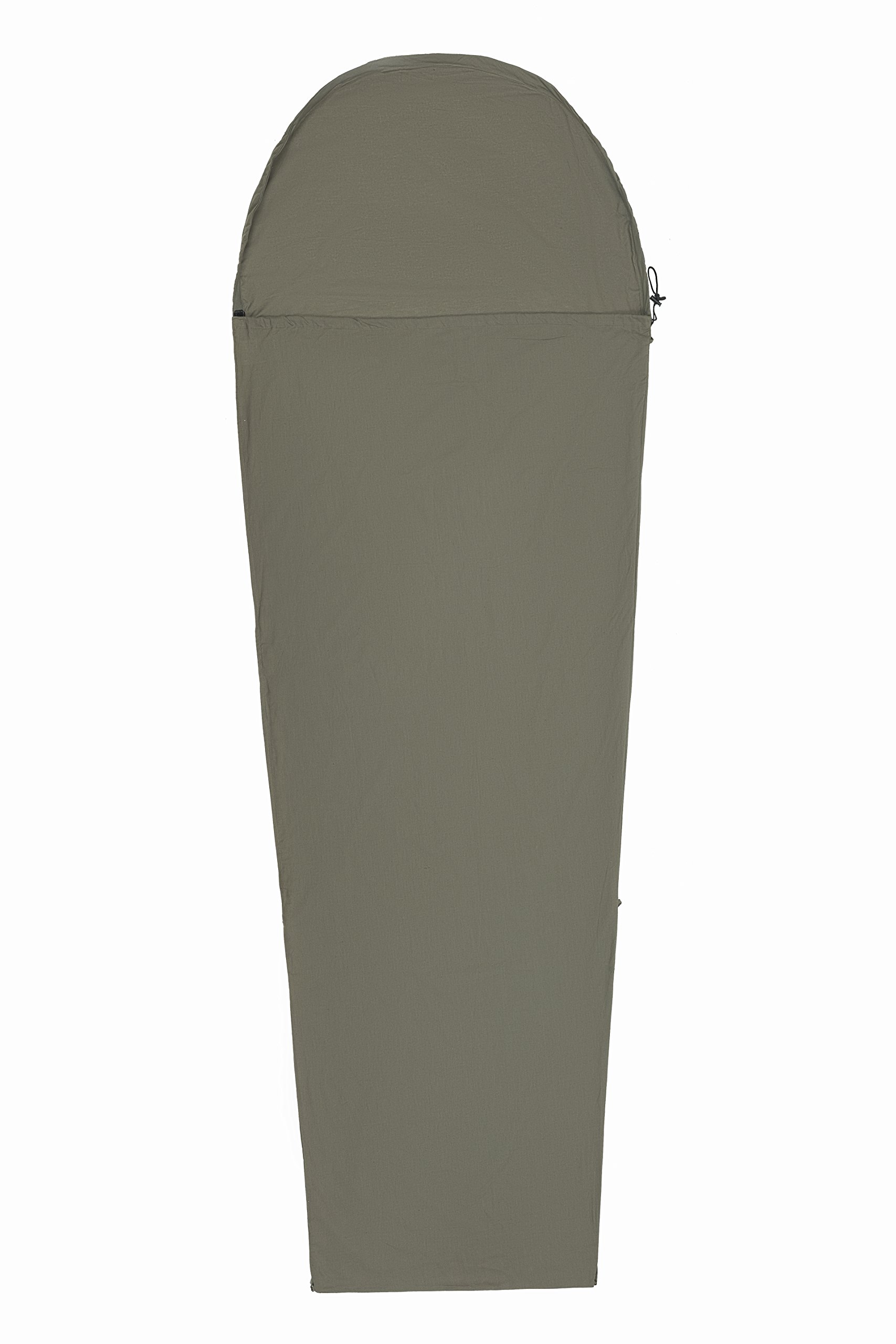 KingCamp Portable Green Cotton Mummy Sleeping Bag Liner for Traveling, Hiking, Camping, Trekking and Hotel