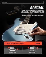 Donner DST-152R 39" Electric Guitar Kit HSS Split With Amp Bag Capo Strap view 5