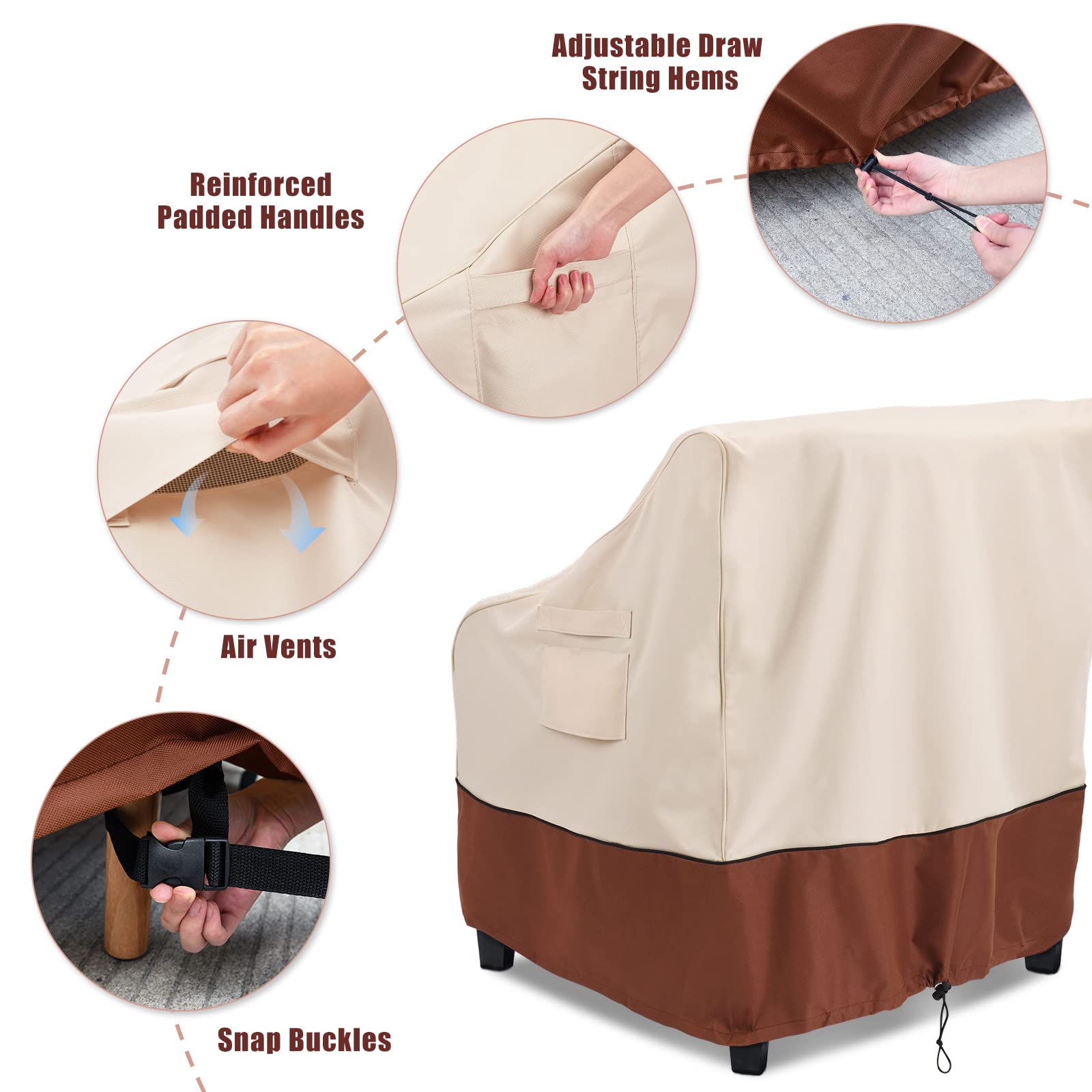 COSFLY Outdoor Furniture Cover for Patio Chairs Waterproof Clearance, Outside Furniture Lounge Deep Seat Cover, Fits up to 33W x 34D x31H inches(2 Pack)