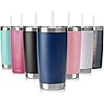CIVAGO 20oz Tumbler with Lid and Straw, Stainless Steel Vacuum Insulated Water Coffee Tumbler Cup, Double Wall Powder Coated Spill-Proof Travel Mug Thermal Cup for Home Outdoor (Navy Blue, 1 Pack)