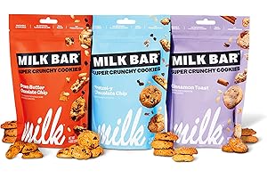 Milk Bar Super Crunchy Cookies – Pretzel, Brown Butter & Cinnamon Toast | Mini Treats for Party Snacking & On-the-Go | Cracker Alternative | No Artificial Flavors | Variety 3-Pack (4.5oz Each)