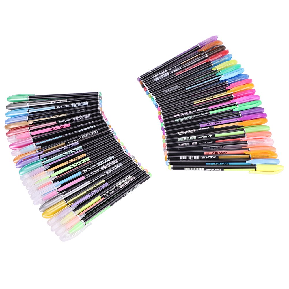 36 Packs Gel Ink Pens (12 Glitter + 12 Highlighter + 12 Water Chalk) Combination Set, Pastel Arts Pens Fluorescent Neon Pen Color Pen (1.0 mm) for Writing Note Taking Office School Supply Kids Adults