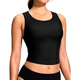 Soothfeel Womens Tankini Tops Swim Top Only Swimsuit Bathing Suit No Bottom | High Neck Racerback, Removable Padded, Modest Coverage, Stretch Quick-Dry UPF 50+ Fabric for Beach &amp; Swimming