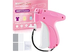 MAMA EVE Stitch Gun for Clothes - Stitchy Tagging Gun for Clothing - Handheld Stitch Gun Quick Clothing Fixer - Includes 6 Needle，1500 Black Fasteners & 1500 White Fasteners (Carmine)