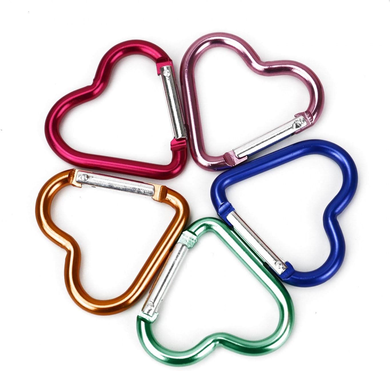 10 Pcs Heart Shaped Aluminum Alloy Keychain Clip Carabiner Snaphook Hook Holder Aluminum Heart Carabiner Hook Clip Key Holder Ten: Office Products