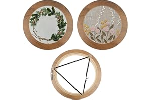 JOYHUATRADE 3 Sets Upgraded Wood Embroidery Frames with Bamboo Hoops, 8 Inch Round Embroidery Display Frame for Finished Cross Stitch and DIY Art Craft Sewing Ornaments (Easier to Install)