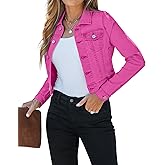 luvamia 2026 Cropped Jean Jackets for Women Fashion Short Denim Shacket Jacket Lightweight Fitted Stretchy with Pockets