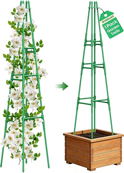 MYMULIKE Garden Trellis 165cm Obelisk Plant Support Tower for Climbing Vines