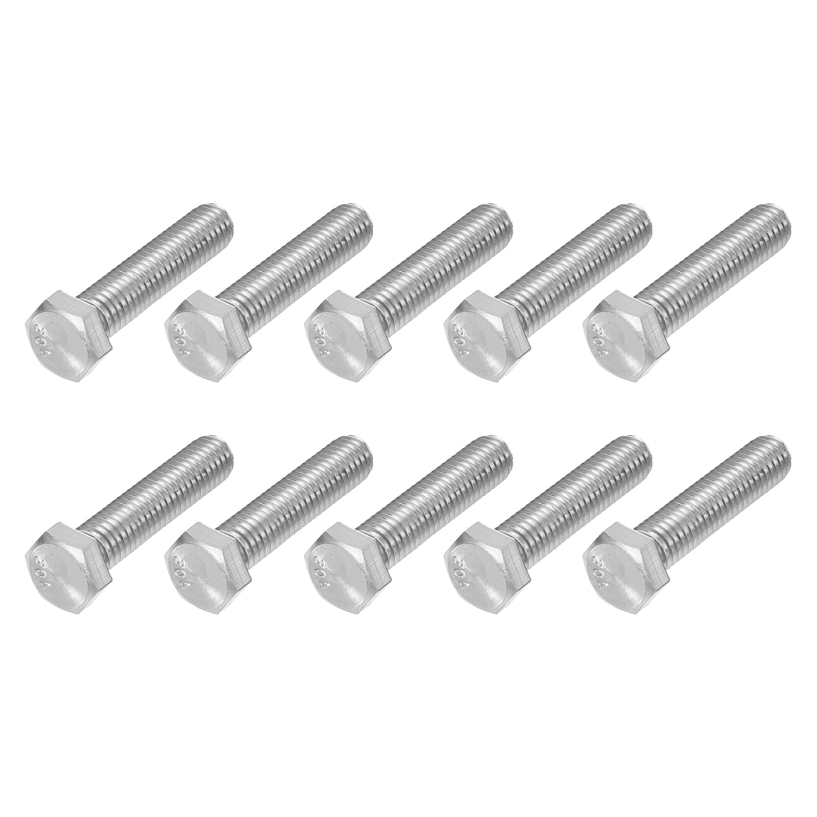 METALLIXITY Hex Head Bolts (3/8-16 x 1-3/4") 10Pcs, 304 Stainless Steel 18-8, Fully Threaded, External Hex Drive, Plain Finish, Hex Head Screw Bolt, Silver — image 1