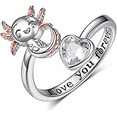 SCZKLAQ Axolotl Ring 925 Sterling Silver Axolotl Birthstone Ring Cute Axolotl Birthstone Jewelry Gifts for Women