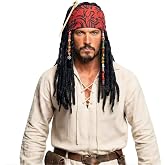 AQEWK Pirate Captain Dreadlock Wig Set - Pirate Wig for Halloween Cosplay