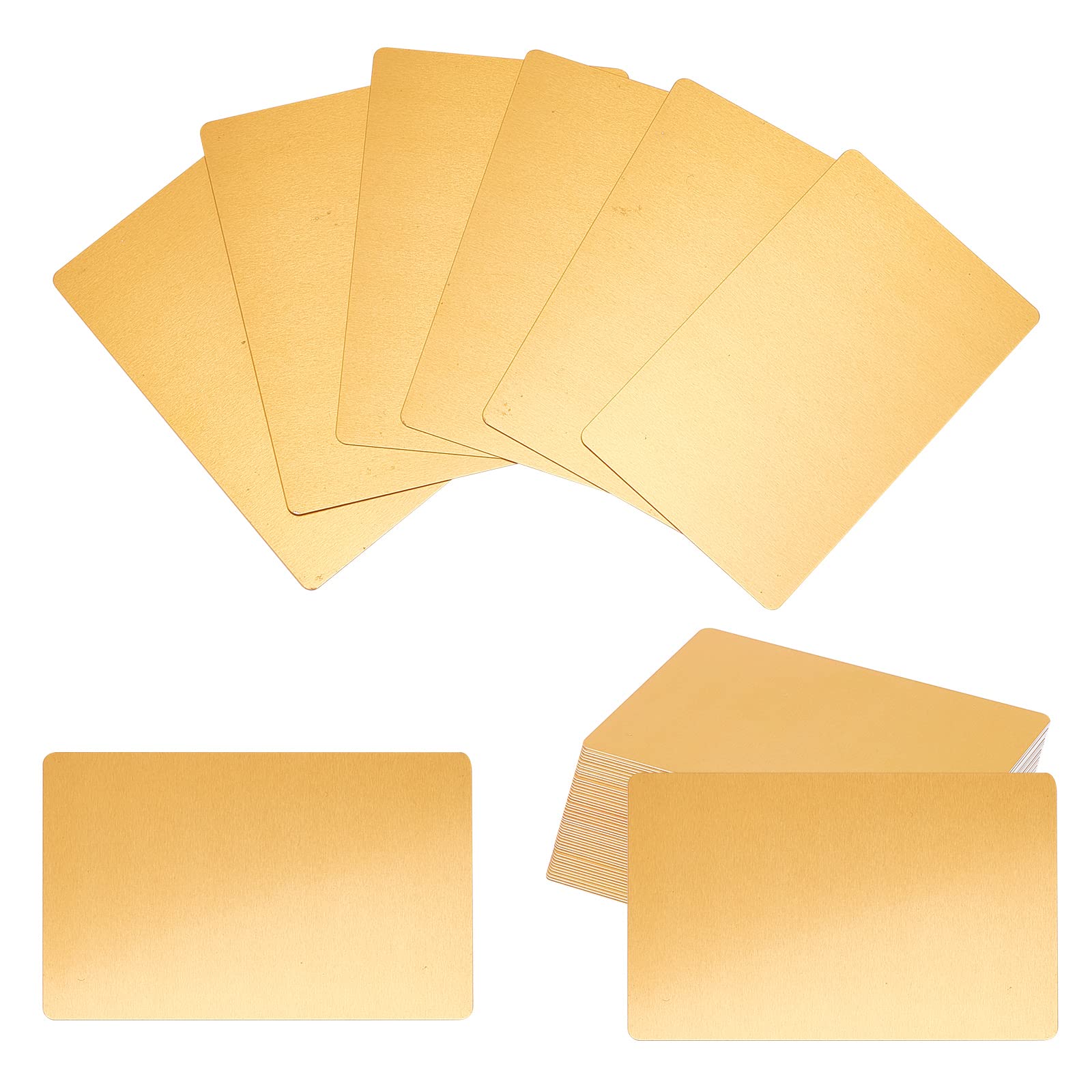 NBEADS 50 Pcs Metal Business Card, 8.6x5.4cm Gold Aluminium Blank Name Cards Laser Engraved Business Visiting Card for Office Customer DIY Gift Cards