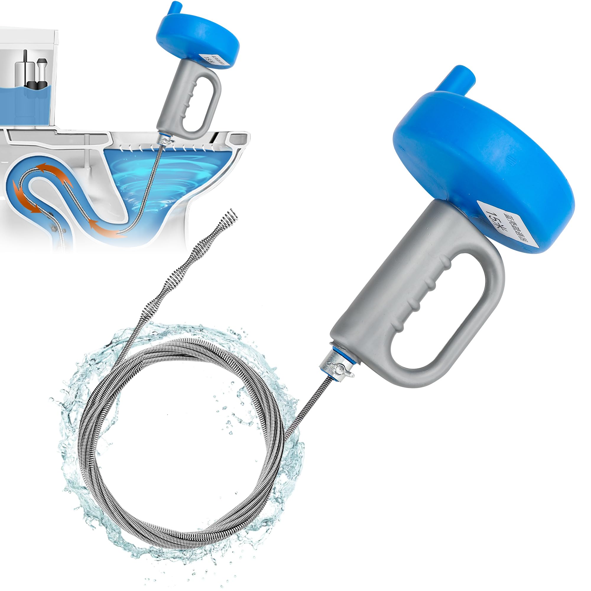 YKUKIZEE 15 M Drain Snake Unblocker Heavy Duty, Long Drain Auger Plumbing Snake, Flexible Sink Snake Unblocker for Bathtub Drain Bathroom Sink Drain