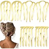 6 PCS Metal Hair Side Combs Pins Fork Clip Teeth Stick for Updo Bun, U Shape Hair Accessories for Vintage Hairstyle, Gold for Fine Hair