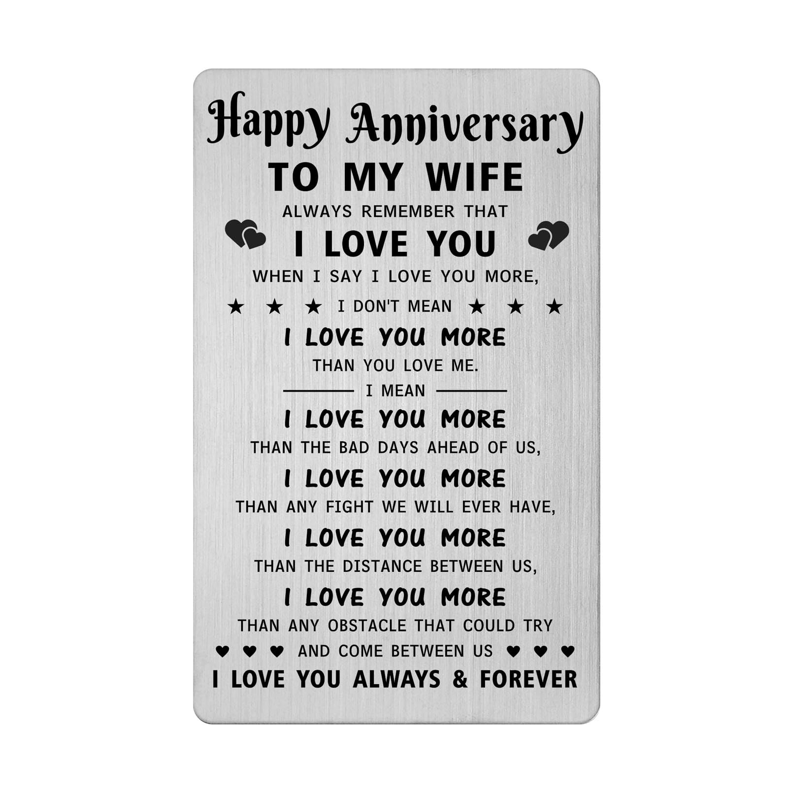 Wife Anniversary Card Gifts - When I Say I Love You More - Wife Romantic Anniversary Wallet Card Gifts for Women Her