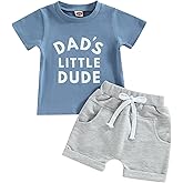 Amnnchya Daddys Boy Baby Clothes Dad's Little Dude Short Sleeve Shirts and Drawstring Shorts Toddler Summer Cute Outfit