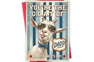 LiuuLi 趣味父亲节贺卡送给爸爸,You're the GOAT of Dads,复古复古风格快乐父亲节装饰 儿子女儿孩子妻子