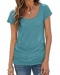 Sherosa Short Sleeve Shirts for Women Scoop Neck