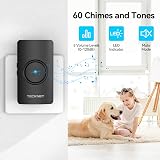 TECKNET Wireless Doorbell IP65 Waterproof 400M Range 60 Chimes LED Light view 2