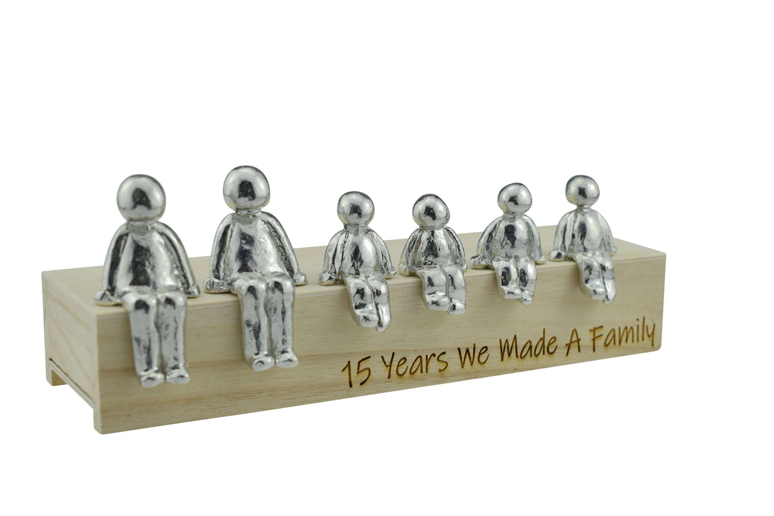 Pirantin 15th Anniversary Idea - 15 Years We Made A Family Metal Ornament - Choose Your Family Combination Box & Woodgrain May Vary(4 Children)