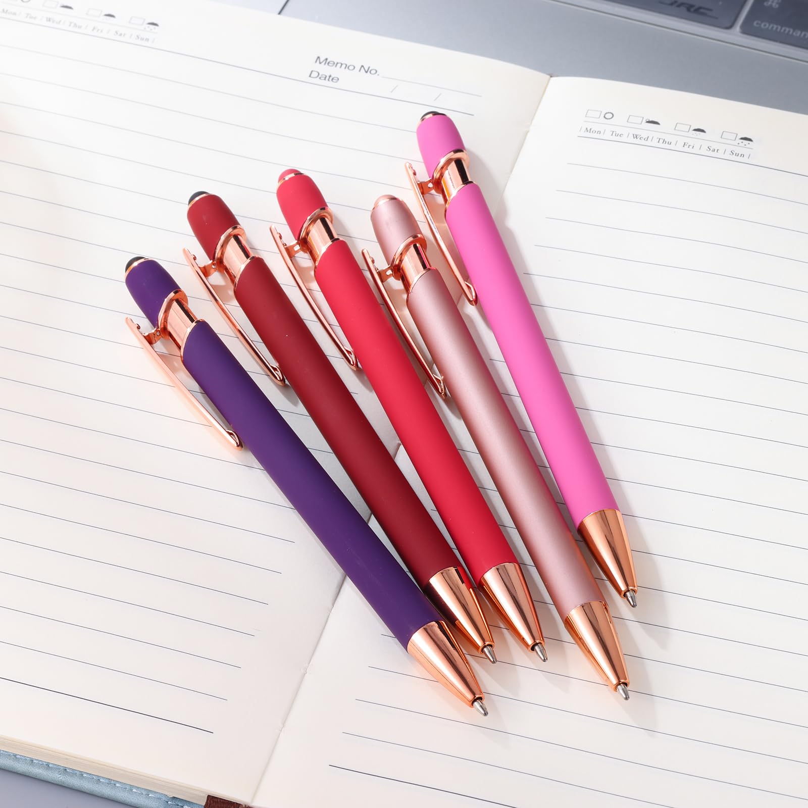 12 PCS 2 in 1 Stylus Ballpoint Pen with Stylus Tip, 1.0 mm Black Ink Metal Pen Stylus Pen for Touch Screens (12 Colors-2)