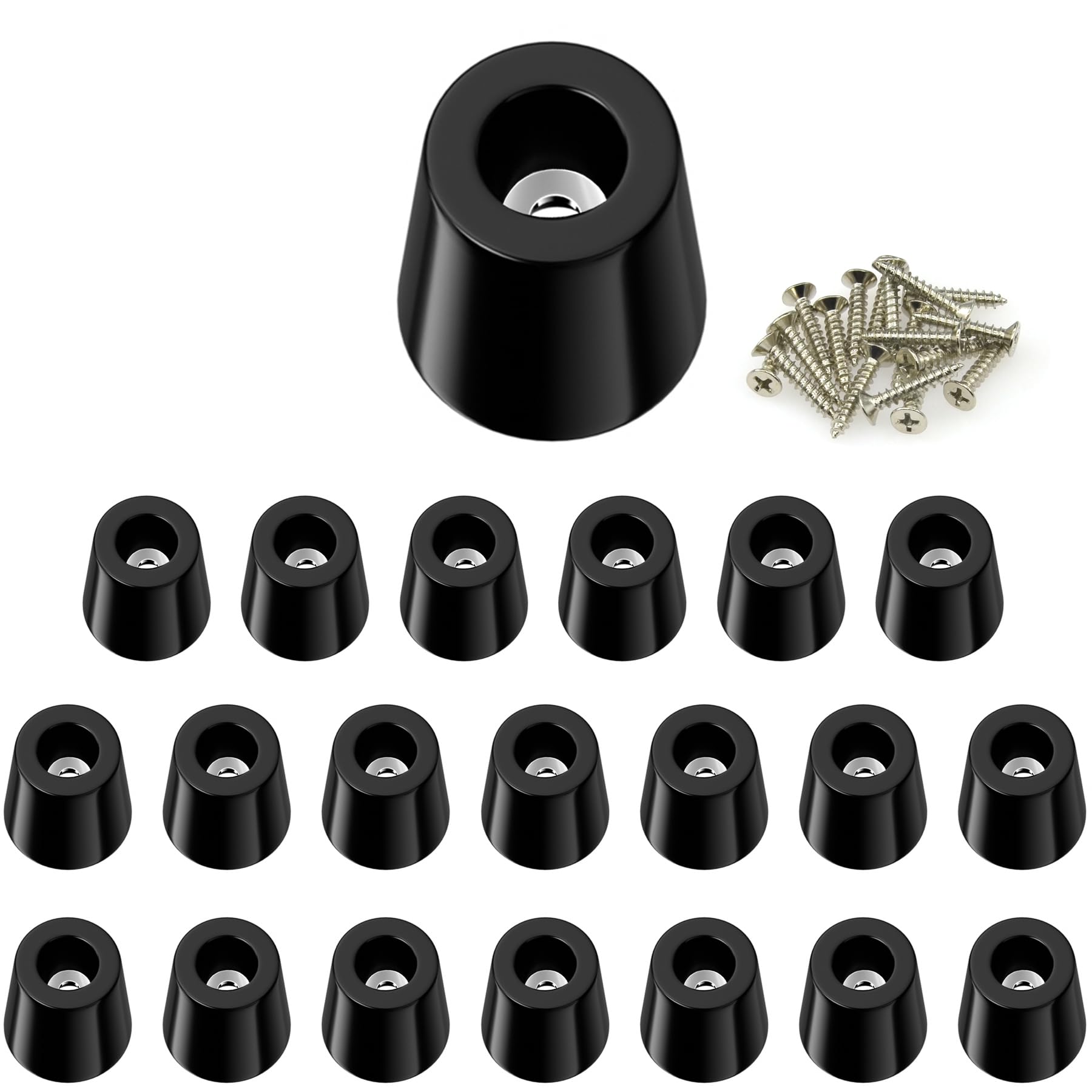 20 PCS Round Rubber Furniture Feet Pads with Screws,Table Leg Pads,Rubber Ends for Chair Legs (20, 20 x 16 x 20mm)
