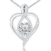 Yuelove 925 Sterling Silver Infinity Heart Necklace for Women, Rhodium Plated Cubic Zirconia Pendant Gift for Girlfriend Wife Mom - Anniversary Valentine's Day Birthday Present with Elegant Gift Box