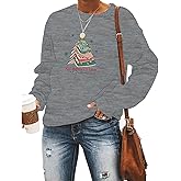 Christmas Sweatshirt Women Christmas Tree Graphic Shirt Xmas Holiday Pullover Cute Long Sleeve Tops