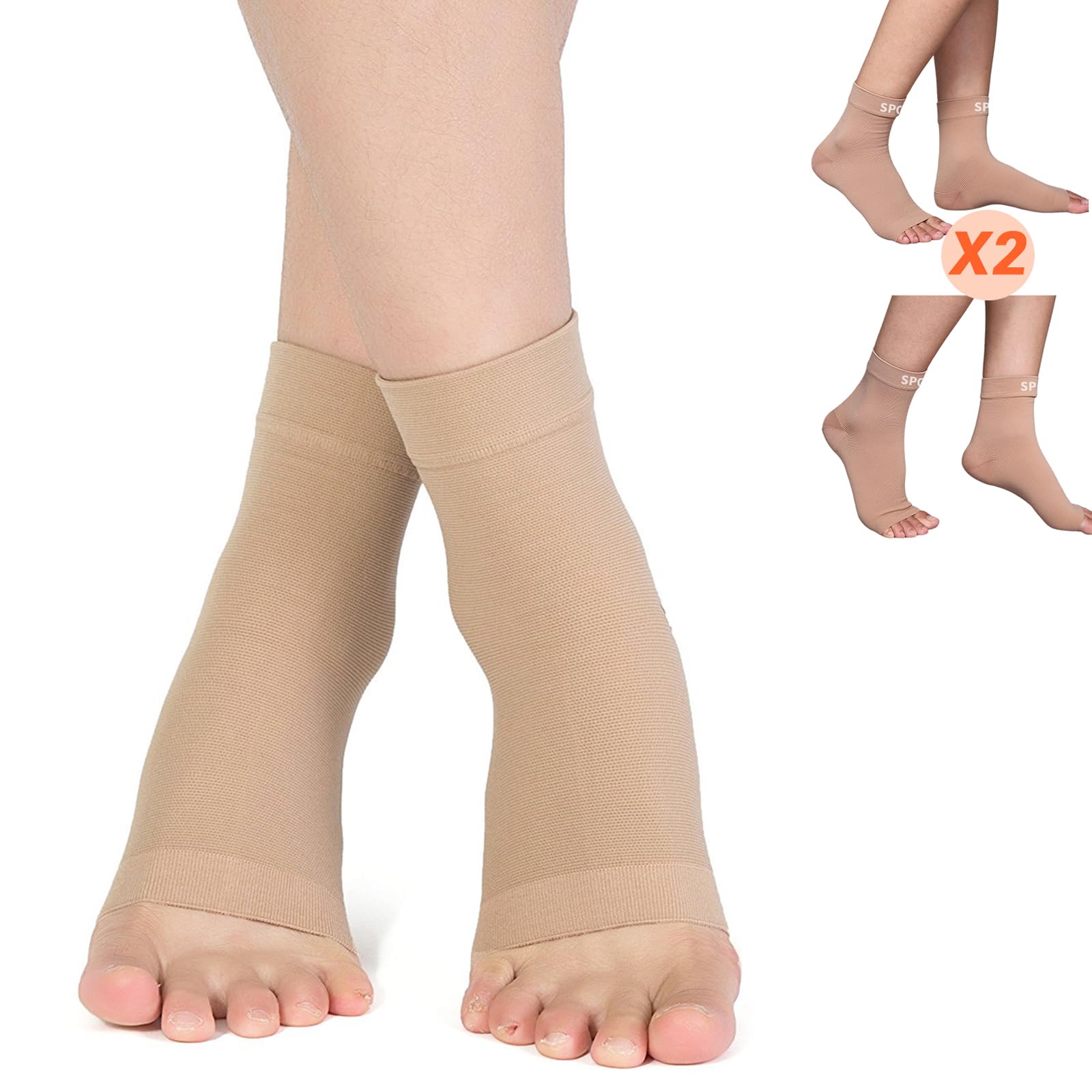 eYotto 2 Pairs 20-30mmhg Professional Ankle Support Braces, Ankle Compression Socks For Women Men, Swelling, Plantar Fasciitis, Sprain, Foot Support, Achilles Tendon