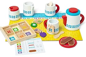 Melissa & Doug 20-Piece Steep and Serve Wooden Tea Set - Play Food and Kitchen AccessoriesPlay Tea Set, Pretend Toy for Kids 