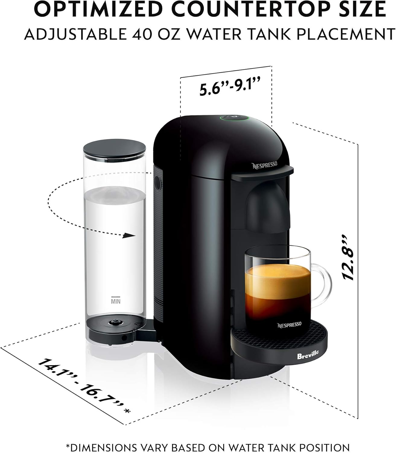 Nespresso VertuoPlus Coffee and Espresso Maker by Breville with Aeroccino, Ink Black AND BEST SELLING COFFEES INCLUDED: Kitchen & Dining