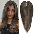 Aimeolyn Hair Toppers for Women Real Human Hair,14inch Hairs Topper for Women No Bangs Top Extensions Pieces for Thinning Hairs Upgrade Lace Base 6#
