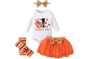 CPEI Baby Girl Thanksgiving Outfit Bodysuit+Tutu Skirt+Leg Warmer+Bunny Headband Set