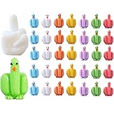 Funny Mini Ducks Colorful Tiny Resin Ducks Figurine Fun Fingers Design Miniature Ducks for Hiding and Seek Prank, Little Ducks to Hide for Dollhouse Office Car Accessories Decor, H 1.06in (35PCS)