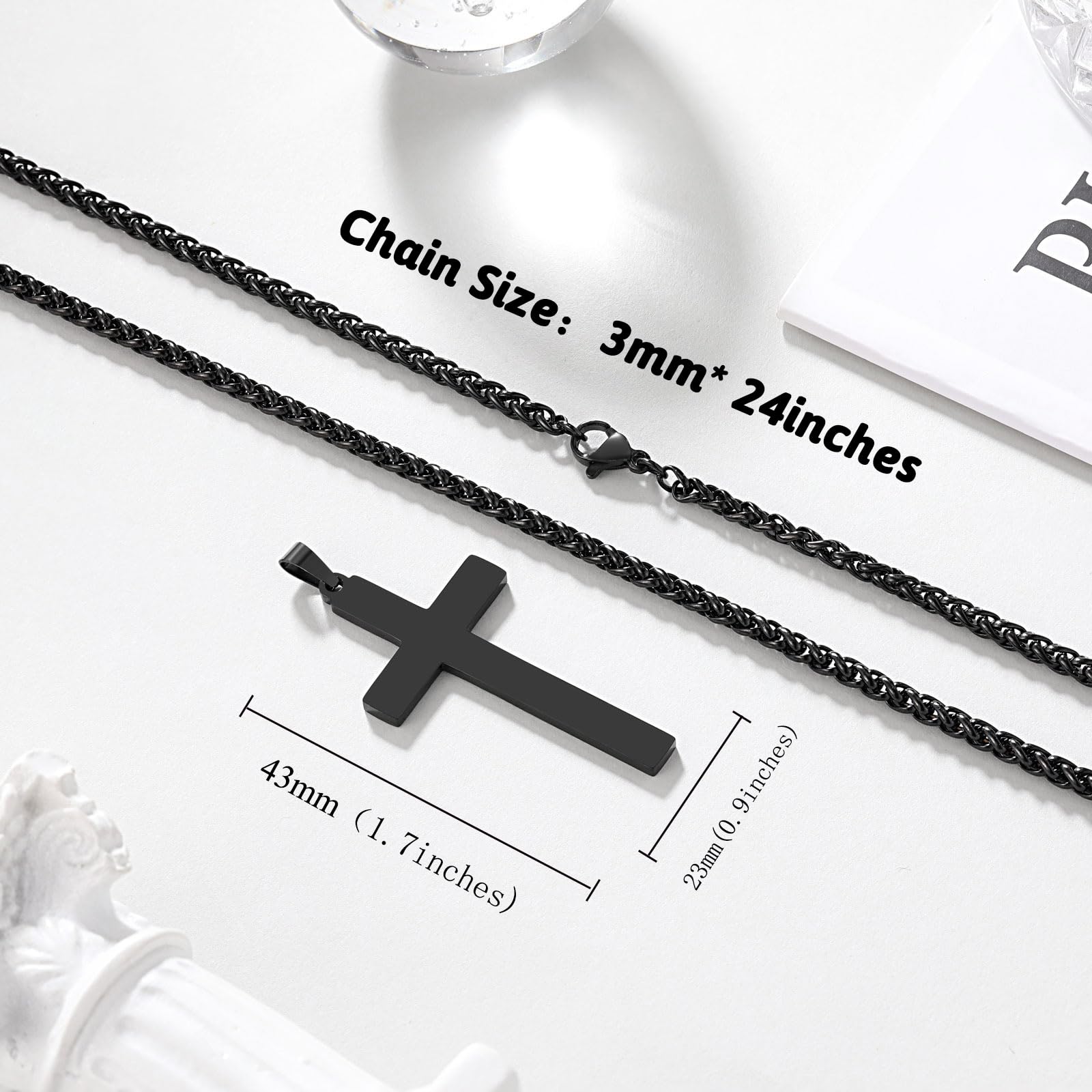 PINKDODO Cross Necklace for Men, Valentines Birthday Christmas Gifts for Son Grandson Nephew Brother Boyfriend Mens