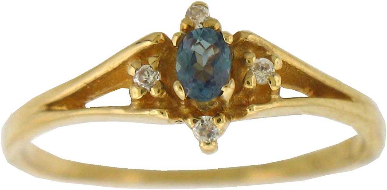 Designed by Ellen Natural Alexandrite Diamond Ring in 14 K Yellow Gold