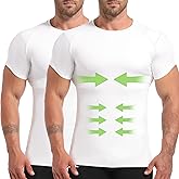 Lgtfy 4D Mens Compression Shirt Short Sleeve, Gynecomastia Tummy Control Back Support Undershirt, Slimming Vest