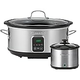 Kenmore Slow Cooker - Programmable Crock Pot With Dipper, Stainless Steel Electric Cookers, Warm Rice & Sous Vide Stew Soup F