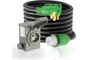 RVINGPRO 50 Amp Generator Cord 20FT and Power Inlet Box, Pre-Drilled 50 Amp Generator Inlet Box with Cord, NEMA 14-50P to SS2-50R Generator Cord Waterproof Combo Kit, ETL Listed