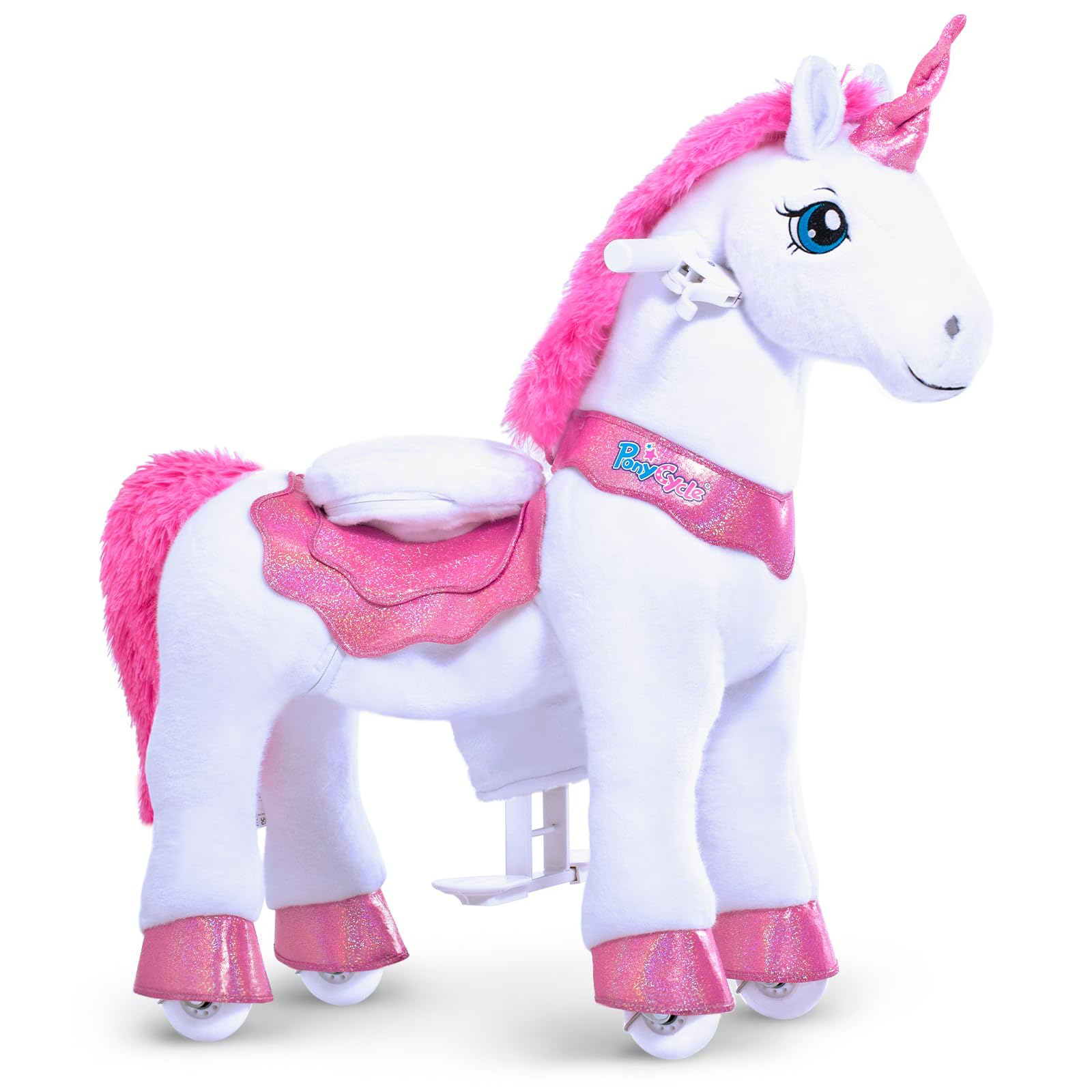 PonyCycle Ride on Unicorn Toys for Girls Pony Riding Pink Unicorn Rocking Horse (with Brake/ 35.4