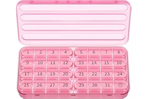 Zoksi Monthly Pill Organizer 1 Time a Day, 30 Day Pill Box Organizer Once a Day, One Month Large Pill Case for Travel, 31 Day Daily Medcine Container for Vitamins, Supplement & Medication (Pink)